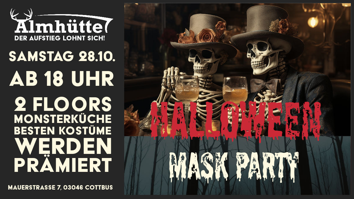 Almhütte Cottbus feiert Halloween Party am Samstag NIEDERLAUSITZ aktuell